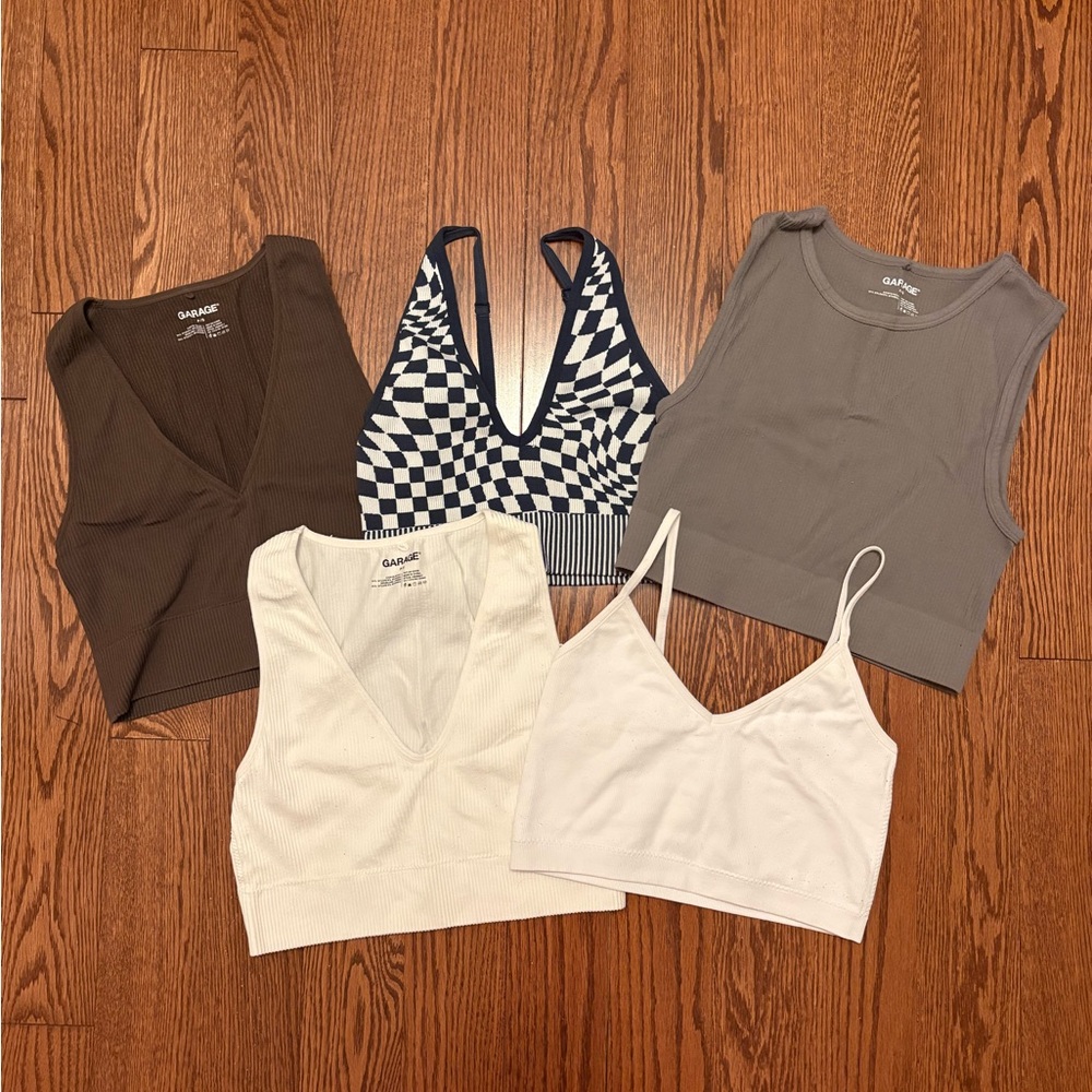 Garage Women's Crop Tops - Brown, Gray, White, Blue